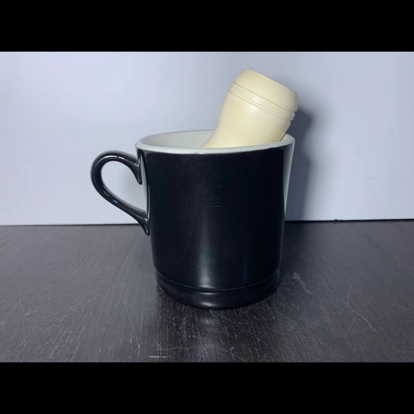 Hall China Black Glossy Ceramic Shaving Mug with Shaving Brush - Picture 2 of 10
